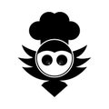 flying owl wearing a chef\'s hat icon logo Royalty Free Stock Photo