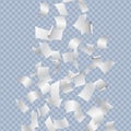 Flying pages of papers or documents, isolated on transparent background - vector Royalty Free Stock Photo