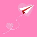 Flying paper airplane icon. Love concept, vector, illustration Royalty Free Stock Photo