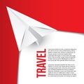 Flying paper origami plane. Hot tours concept. Can be used for corporate identity of travel agency