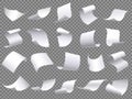 Flying paper pages. Falling papers documents sheets, document with curved corner and fly page sheet isolated vector