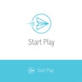 Flying paper plane looking like a play or start button