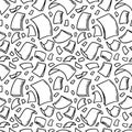 Flying paper sheets seamless pattern in doodle style. Hand drawn blank document pages. Falling files of documents. Office business