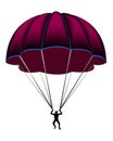 flying parachute isolated on white background. Parachute Jumping Extreme Activity.