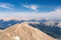 Flying paraglider in the sky on Turkey mountains.