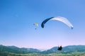 Flying paragliders in the sky Royalty Free Stock Photo