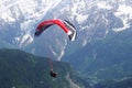 Flying parapenter at french Plateau d`Assy Plaine-Joux