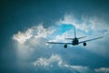 Flying of the passenger plane. Royalty Free Stock Photo