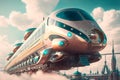 Flying passenger train. Future concept Generative AI