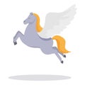 Flying pegasus horse icon cartoon vector. Green tale animal