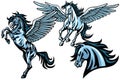 Flying Pegasus Horse Mustang Running Rearing Vector Mascot Logo Design Illustration Set Premium Collection Royalty Free Stock Photo