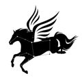 Winged pegasus horse star constellation black and white vector design Royalty Free Stock Photo