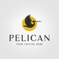 flying pelican bird in the sunset logo vector design illustration icon