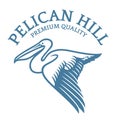 Flying Pelican logo in elegant style Royalty Free Stock Photo