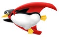 Flying penguin with the red cape