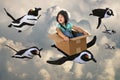 Flying Penguin Team, Imagination, Play Time Royalty Free Stock Photo