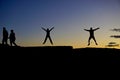 Flying people silhoutte