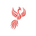 Flying Phoenix Fire Bird abstract Logo design vector template. Royalty Free Stock Photo