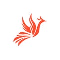 Flying Phoenix Fire Bird abstract Logo design vector template. Royalty Free Stock Photo