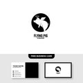 Flying Pig Logo Vector Template, Free Business Card Mockup Royalty Free Stock Photo