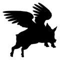 Flying Pig Wings Silhouette Saying Pigs Might Fly Royalty Free Stock Photo