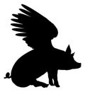 Flying Pig Wings Silhouette Saying Pigs Might Fly