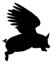 Flying Pig Wings Silhouette Saying Pigs Might Fly Royalty Free Stock Photo