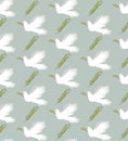 Flying Pigeon. Dove of peace. International day of peace seamless pattern background Royalty Free Stock Photo
