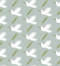 Flying Pigeon. Dove of peace. International day of peace seamless pattern background