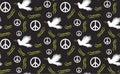 Flying Pigeon. Dove of peace. International day of peace seamless pattern background