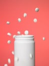 Flying pills and a can Royalty Free Stock Photo