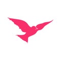 Flying Pink Bird Open Wings Symbol Design