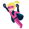 Flying pink cute superhero girl