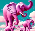 Flying Pink Elephant, Generative AI Illustration Royalty Free Stock Photo