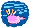 Flying pink pig Royalty Free Stock Photo