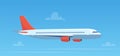 Flying plane above the clouds. Aircraft in the sky. Travel concept illustration for advertising airline, website to search for air Royalty Free Stock Photo