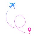 Flying plane and geolocation mark for mobile app.