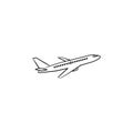 Flying plane hand drawn outline doodle icon.