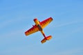 Flying the plane performs aerobatics in the sky Royalty Free Stock Photo