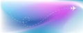 Flying plane on Purple blue background. Aircraft path with dotted line. Vector Gradient blurred background for banner Royalty Free Stock Photo