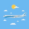 Flying plane vector illustration in a flat style