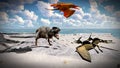 Flying pterodactyl over the land 3d illustration Royalty Free Stock Photo
