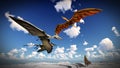 Flying pterodactyl over the land 3d illustration Royalty Free Stock Photo