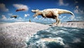 Flying pterodactyl over the land 3d illustration Royalty Free Stock Photo