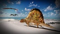Flying pterodactyl over the land 3d illustration Royalty Free Stock Photo