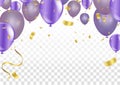 Flying purple balloons on a white background