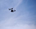 Flying quadcopter aircraft drone with camera Royalty Free Stock Photo