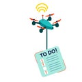 Flying quadcopter carries urgent task card