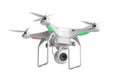 Flying quadcopter drone with camera 3d