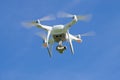 Flying quadcopter `Phantom 4 Advanced` Royalty Free Stock Photo